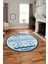 3D Kaymaz Yıkanabilir Şık Kilim Desen Yuvarlak Mutfak Halısı Salon Halısı Y-Modern-68-Mavi 5