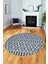 3D Kilim Desen Özel Tasarım Kaymaz Yıkanabilir Yuvarlak Mutfak Salon Halısı Y-Modern-84-Lacivert 1