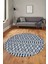 3D Kilim Desen Özel Tasarım Kaymaz Yıkanabilir Yuvarlak Mutfak Salon Halısı Y-Modern-84-Lacivert 3