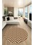 Zikzak Desen Baskılı Kaymaz Taban Yıkanabilir Modern Yuvarlak Salon Halısı Y-MODERN-102-KAHVE 4