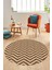 Zikzak Desen Baskılı Kaymaz Taban Yıkanabilir Modern Yuvarlak Salon Halısı Y-MODERN-102-KAHVE 5