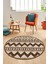 Kilim Desen Baskılı Kaymaz Taban Yıkanabilir Modern Yuvarlak Salon Halısı Y-MODERN-105-KAHVE 5