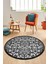 Modern Klasik Desen Dijital Kaymaz Yıkanabilir Yuvarlak Mutfak Salon Halısı Y-Modern-32-Gri 1