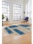 Baskılı Kaymaz Taban Yıkanabilir Modern Oval Yolluk Mutfak Salon Halısı O-Modern-93-Mavi 4