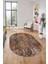Modern Desen Dijital Kaymaz Yıkanabilir Oval Yolluk Mutfak Salon Halısı O-Modern-90-Kahve 2