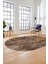 Modern Desen Dijital Kaymaz Yıkanabilir Oval Yolluk Mutfak Salon Halısı O-Modern-90-Kahve 5