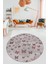 Baskılı Kaymaz Yıkanabilir Modern Kelebek Desen Yuvarlak Salon Halısı Y-Modern-51-Pembe 1