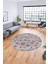 Baskılı Kaymaz Yıkanabilir Modern Kelebek Desen Yuvarlak Salon Halısı Y-Modern-51-Pembe 2