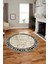 Çerçeveli Baskılı Kaymaz Taban Yıkanabilir Yuvarlak Mutfak Salon Halısı Y-MODERN-118-BEJ 2