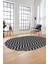 Zikzak Desen Baskılı Kaymaz Taban Yıkanabilir Modern Oval Yolluk Salon Halısı O-MODERN-102-ANTRAST 4