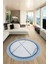 Renkli Modern Kilim Desen Kaymaz Yıkanabilir Yuvarlak Mutfak Salon Halısı Y-Modern-76-Mavi 5