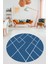 Baskılı Kaymaz Yıkanabilir Çizgili Modern Yuvarlak Mutfak Halısı Salon Halısı Y-Modern-58-Mavi 1