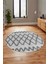 Modern Kilim Desen Dijital Kaymaz Yıkanabilir Yuvarlak Mutfak Salon Halısı Y-Modern-92-Gri 1
