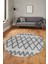 Modern Kilim Desen Dijital Kaymaz Yıkanabilir Yuvarlak Mutfak Salon Halısı Y-Modern-92-Gri 2