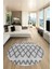 Modern Kilim Desen Dijital Kaymaz Yıkanabilir Yuvarlak Mutfak Salon Halısı Y-Modern-92-Gri 4
