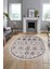 Modern Etnik Desen Dijital Kaymaz Yıkanabilir Oval Yolluk Mutfak Salon Halısı O-Modern-29-Gri 2
