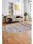 Modern Etnik Desen Dijital Kaymaz Yıkanabilir Oval Yolluk Mutfak Salon Halısı O-Modern-29-Gri 5