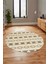 Baskılı Kaymaz Yıkanabilir Kilim Desen Yuvarlak Mutfak Halısı Salon Halısı Y-Modern-64-Kahve 3