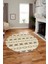 Baskılı Kaymaz Yıkanabilir Kilim Desen Yuvarlak Mutfak Halısı Salon Halısı Y-Modern-64-Kahve 5