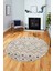 Baskılı Kaymaz Yıkanabilir Şık Kilim Desen Yuvarlak Mutfak Halısı Salon Halısı Y-Modern-67-Bej 2