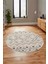 Baskılı Kaymaz Yıkanabilir Şık Kilim Desen Yuvarlak Mutfak Halısı Salon Halısı Y-Modern-67-Bej 3
