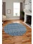 Kilim Desen Özel Tasarım Kaymaz Yıkanabilir Yuvarlak Mutfak Salon Halısı Y-Modern-86-Mavi 4
