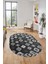 Etnik Baskılı Kaymaz Taban Yıkanabilir Modern Oval Yolluk Salon Halısı O-Modern-99-Antrasit 1