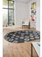Etnik Baskılı Kaymaz Taban Yıkanabilir Modern Oval Yolluk Salon Halısı O-Modern-99-Antrasit 2
