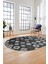 Etnik Baskılı Kaymaz Taban Yıkanabilir Modern Oval Yolluk Salon Halısı O-Modern-99-Antrasit 4