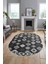 Etnik Baskılı Kaymaz Taban Yıkanabilir Modern Oval Yolluk Salon Halısı O-Modern-99-Antrasit 5