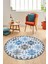 Etnik Modern Desenli Dijital Kaymaz Yıkanabilir Yuvarlak Mutfak Salon Halısı Y-Modern-14-Mavi 3
