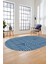 Sade Desen Baskılı Kaymaz Taban Yıkanabilir Modern Oval Yolluk Salon Halısı O-MODERN-110-MAVİ 3