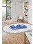 Fil Desen Baskılı Kaymaz Taban Yıkanabilir Modern Oval Yolluk Salon Halısı O-MODERN-101-MAVİ 2