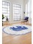 Fil Desen Baskılı Kaymaz Taban Yıkanabilir Modern Oval Yolluk Salon Halısı O-MODERN-101-MAVİ 4