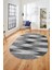 Renkli Desen Baskılı Kaymaz Taban Yıkanabilir Modern Oval Yolluk Salon Halısı O-MODERN-104-GRİ 3