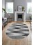 Renkli Desen Baskılı Kaymaz Taban Yıkanabilir Modern Oval Yolluk Salon Halısı O-MODERN-104-GRİ 5