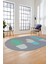 Kaktüs Desen Baskılı Kaymaz Taban Yıkanabilir Modern Oval Yolluk Salon Halısı O-MODERN-106-TURKUAZ 3