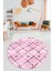 Baskılı Kaymaz Yıkanabilir Kilim Desen Yuvarlak Mutfak Halısı Salon Halısı Y-Modern-57-Pembe 1