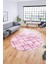 Baskılı Kaymaz Yıkanabilir Kilim Desen Yuvarlak Mutfak Halısı Salon Halısı Y-Modern-57-Pembe 2