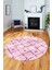 Baskılı Kaymaz Yıkanabilir Kilim Desen Yuvarlak Mutfak Halısı Salon Halısı Y-Modern-57-Pembe 3