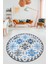 Etnik Modern Desenli Dijital Kaymaz Yıkanabilir Yuvarlak Mutfak Salon Halısı Y-Modern-14-Mavi 4