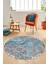 Çiçekli Modern Desen Dijital Kaymaz Yıkanabilir Yuvarlak Mutfak Salon Halısı Y-Modern-15-Mavi 3