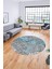 Çiçekli Modern Desen Dijital Kaymaz Yıkanabilir Yuvarlak Mutfak Salon Halısı Y-Modern-15-Mavi 5