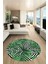 Yaprak Desen Baskılı Kaymaz Taban Yıkanabilir Modern Yuvarlak Salon Halısı Y-MODERN-100-YEŞİL 4