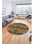 Modern Etnik Desenli Dijital Kaymaz Yıkanabilir Yuvarlak Mutfak Salon Halısı Y-Modern-19-Kahve 4
