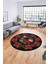 Modern Çiçek Desenli Dijital Kaymaz Yıkanabilir Yuvarlak Mutfak Salon Halısı Y-Modern-21-Antrasit 4