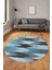 Renkli Desen Baskılı Kaymaz Taban Yıkanabilir Modern Yuvarlak Salon Halısı Y-MODERN-104-MAVİ 2