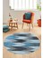 Renkli Desen Baskılı Kaymaz Taban Yıkanabilir Modern Yuvarlak Salon Halısı Y-MODERN-104-MAVİ 5