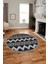 Kilim Desen Baskılı Kaymaz Taban Yıkanabilir Modern Yuvarlak Salon Halısı Y-MODERN-105-ANTRASİT 3