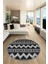 Kilim Desen Baskılı Kaymaz Taban Yıkanabilir Modern Yuvarlak Salon Halısı Y-MODERN-105-ANTRASİT 4